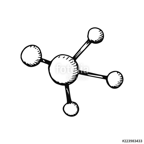 500x500 Biological Molecule Sketch Isolated On White Background Stock - Molecule Sketch