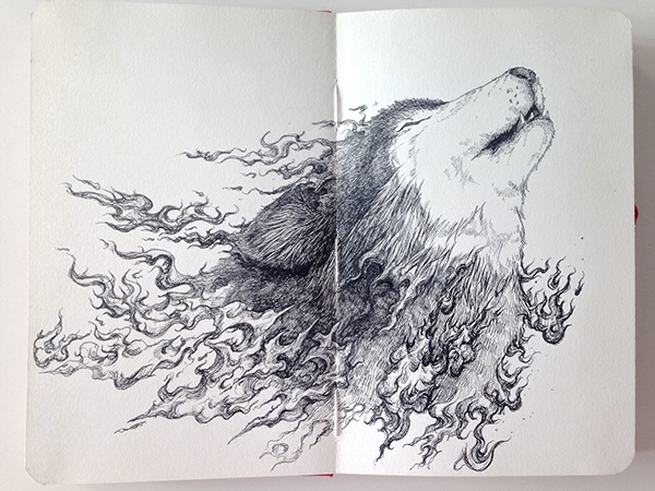 600x450 Wolf - Moleskine Sketch