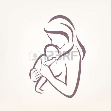 450x450 Mother And Baby Clipart Mother Sketch - Mom And Baby Sketch