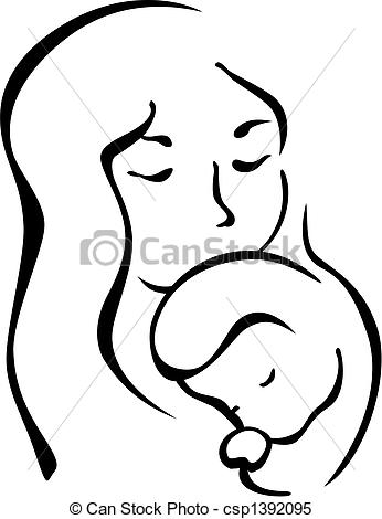 346x470 Mother And Baby Clipart Face - Mom And Baby Sketch