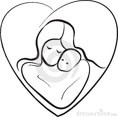 400x394 Collection Of Mother And Child Sketch Drawing High Quality - Mom And Baby Sketch