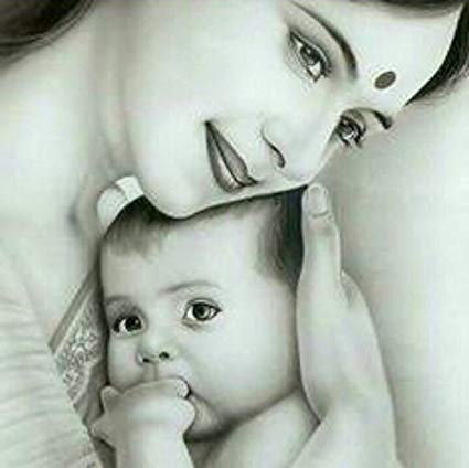 Mom And Baby Sketch At PaintingValley.com | Explore Collection Of Mom ...