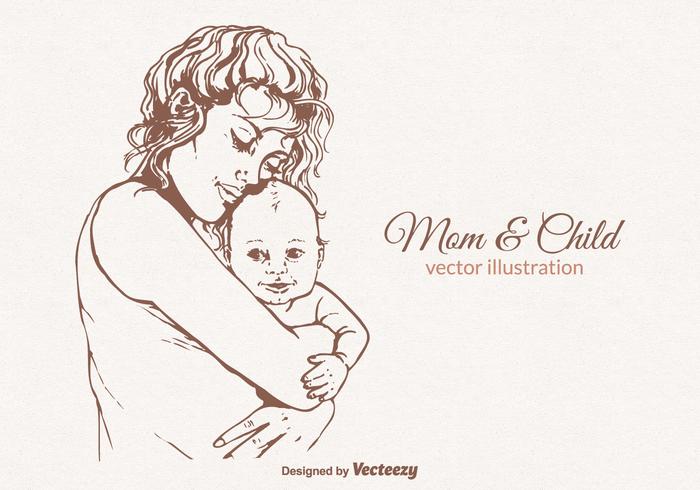 700x490 Mom And Child Vector Illustration - Mom And Child Sketch