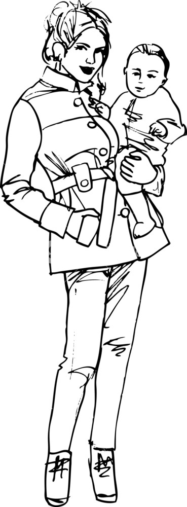 369x1000 Sketch Of Mom And Child Royalty Free Stock Image - Mom And Child Sketch