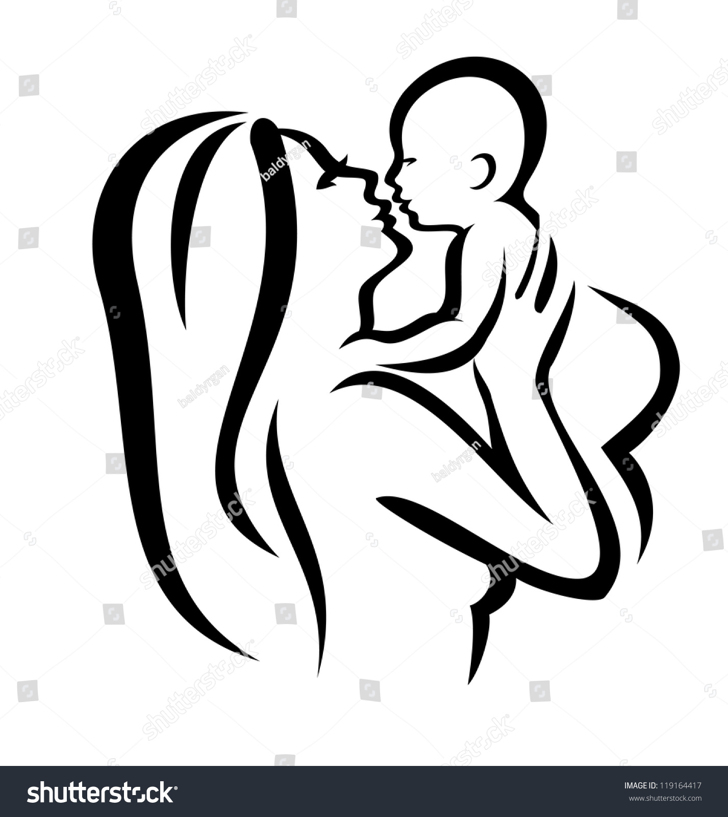 1427x1600 Mom And Baby Sketch Mother Baby Vector Silhouette Sketch Black - Mom Sketch
