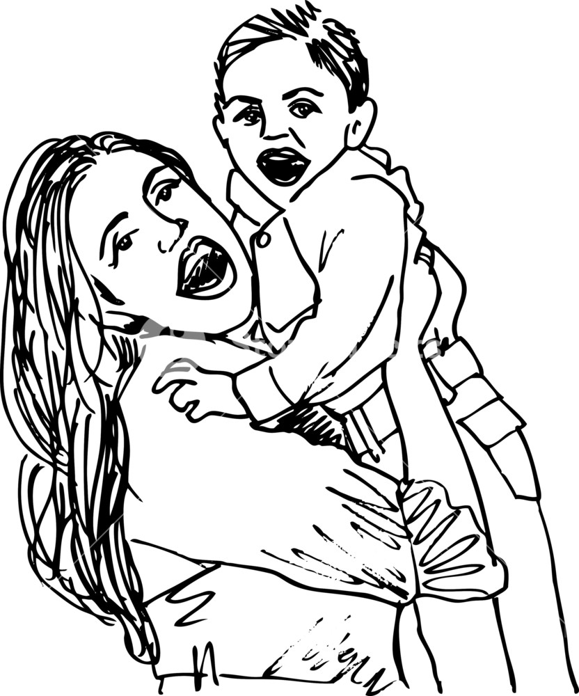 832x1000 Sketch Of Mom And Child Royalty Free Stock Image - Mom Sketch