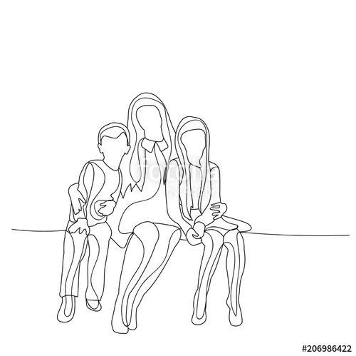 500x499 Vector, On White Background, Isolated, Sketch Mom And Child Stock - Mom Sketch