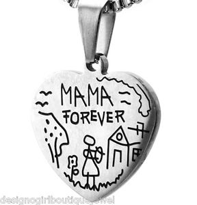 288x300 Mama Forever Stainless Steel Necklace Mother Mom Pendant Silver - Mom Sketch Images