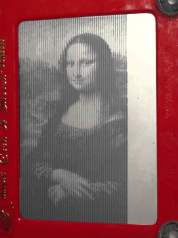 600x800 Mona Lisa Printed On Robotic Etch A Sketch - Mona Lisa Etch A Sketch