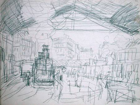 450x339 Sketch Of The Interior Of The Gare Saint - Monet Sketches