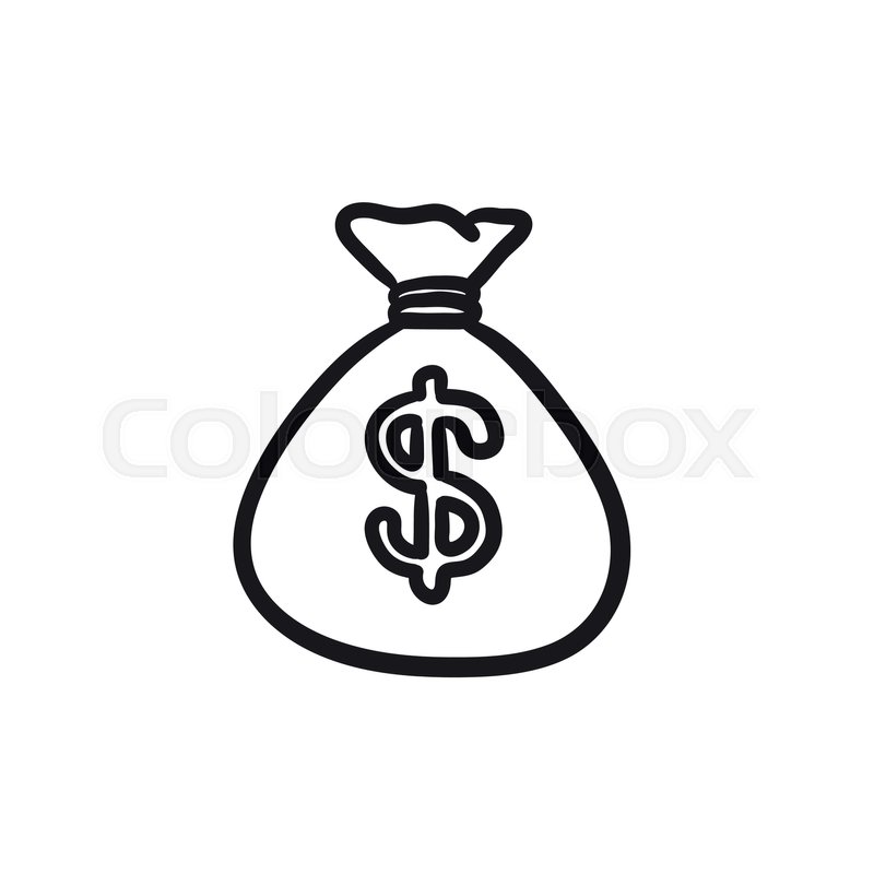 800x800 Money Bag Vector Sketch Icon Isolated On Background. Hand Drawn - Money Bag Sketch