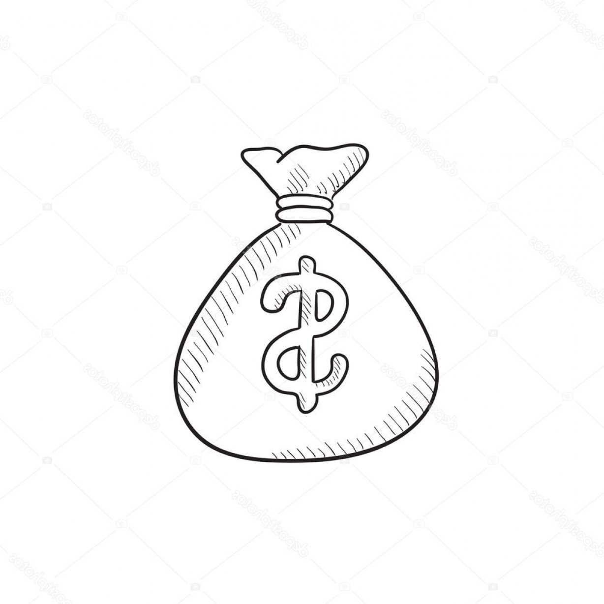 1228x1228 Artistic Stock Illustration Money Bag Sketch Icon Tajandadowa - Money Bag Sketch