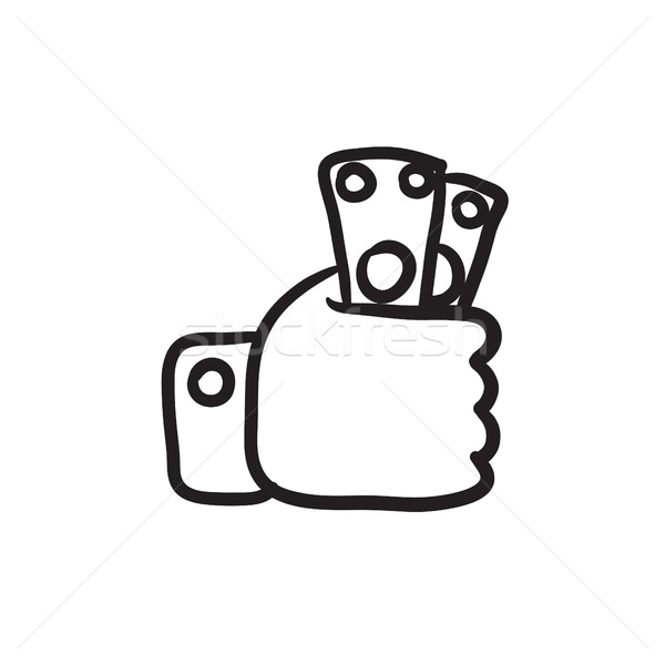 600x600 Hand Holding Money Sketch Icon. Vector Illustration Andrei - Money Sketch