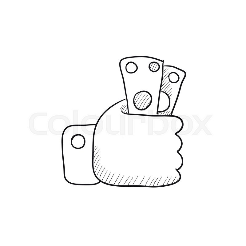 800x800 Hand Holding Money Vector Sketch Icon Isolated On Background. Hand - Money Sketch