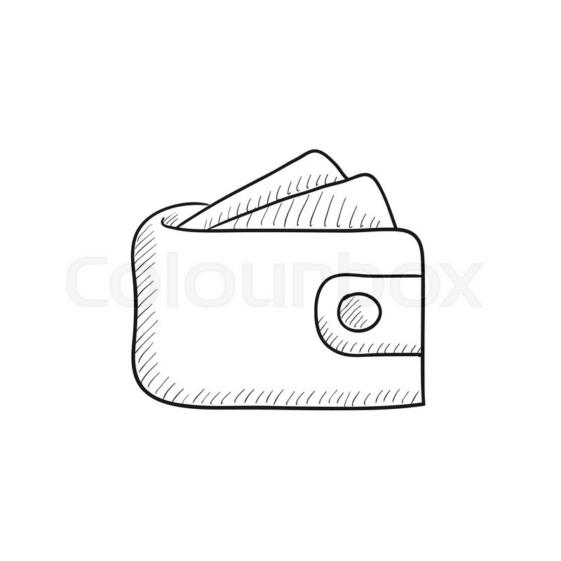 800x800 Wallet With Money Vector Sketch Icon Isolated On Background. Hand - Money Sketch