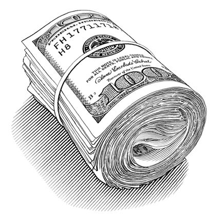 432x432 Pen And Ink Motley Money Roll - Money Sketch
