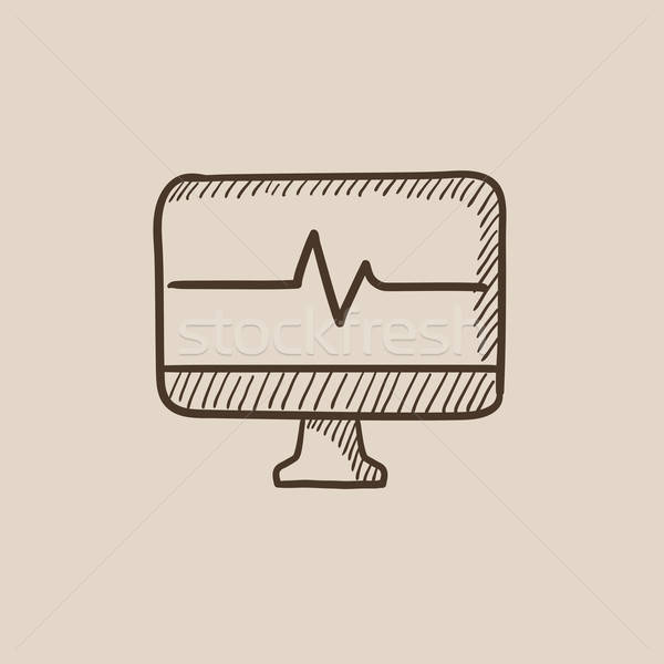 600x600 Heart Beat Monitor Sketch Icon. Vector Illustration Andrei - Monitor Sketch
