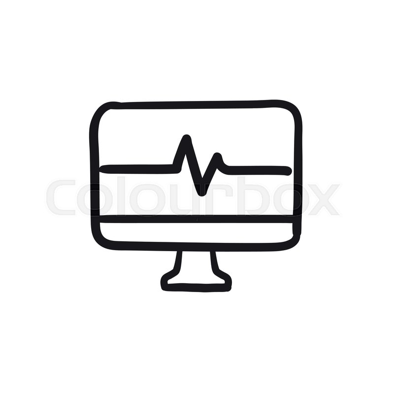 800x800 Heart Beat Monitor Vector Sketch Icon Isolated On Background. Hand - Monitor Sketch