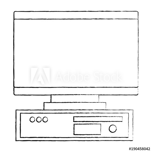 500x500 Computer Monitor With Cpu Monitor Icon Image Vector Llustration - Monitor Sketch