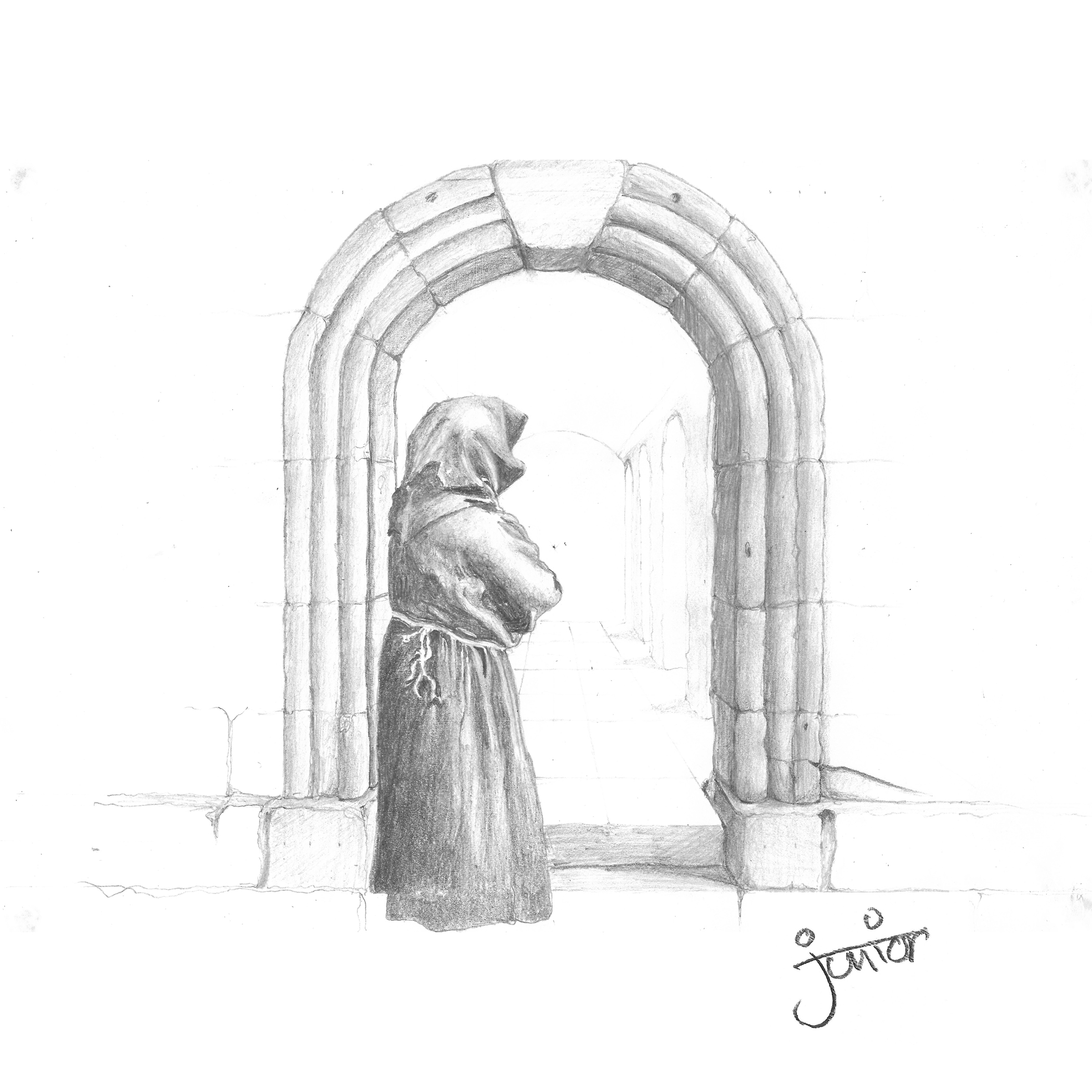 2100x2100 Monk In Monastery Art Sketches - Monk Sketch