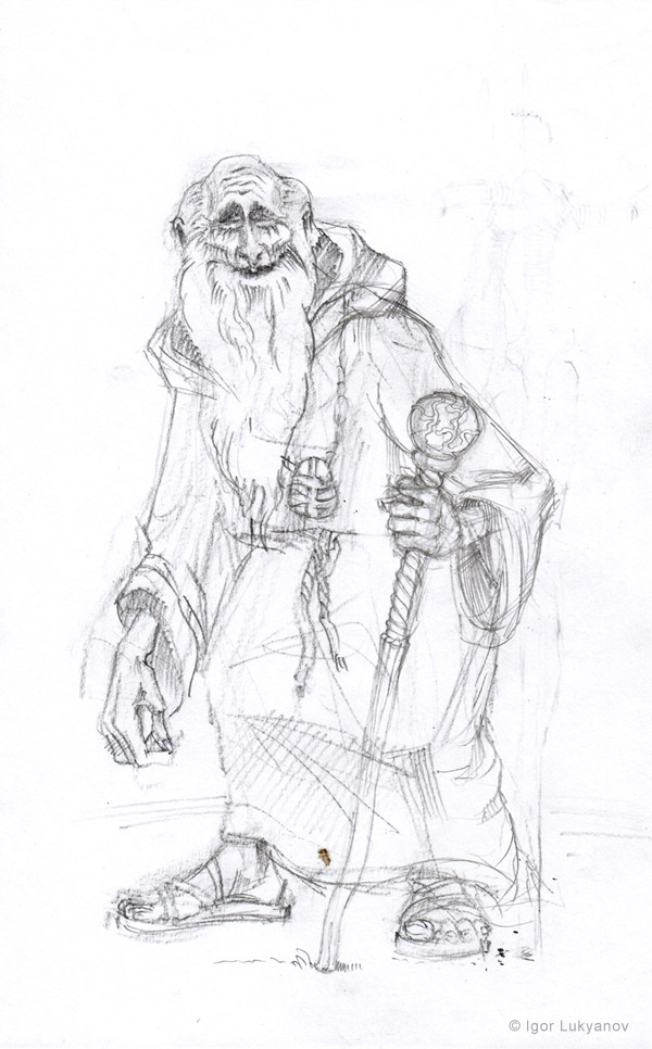 600x966 Old Monk Sketch (Fantasy Art) - Monk Sketch