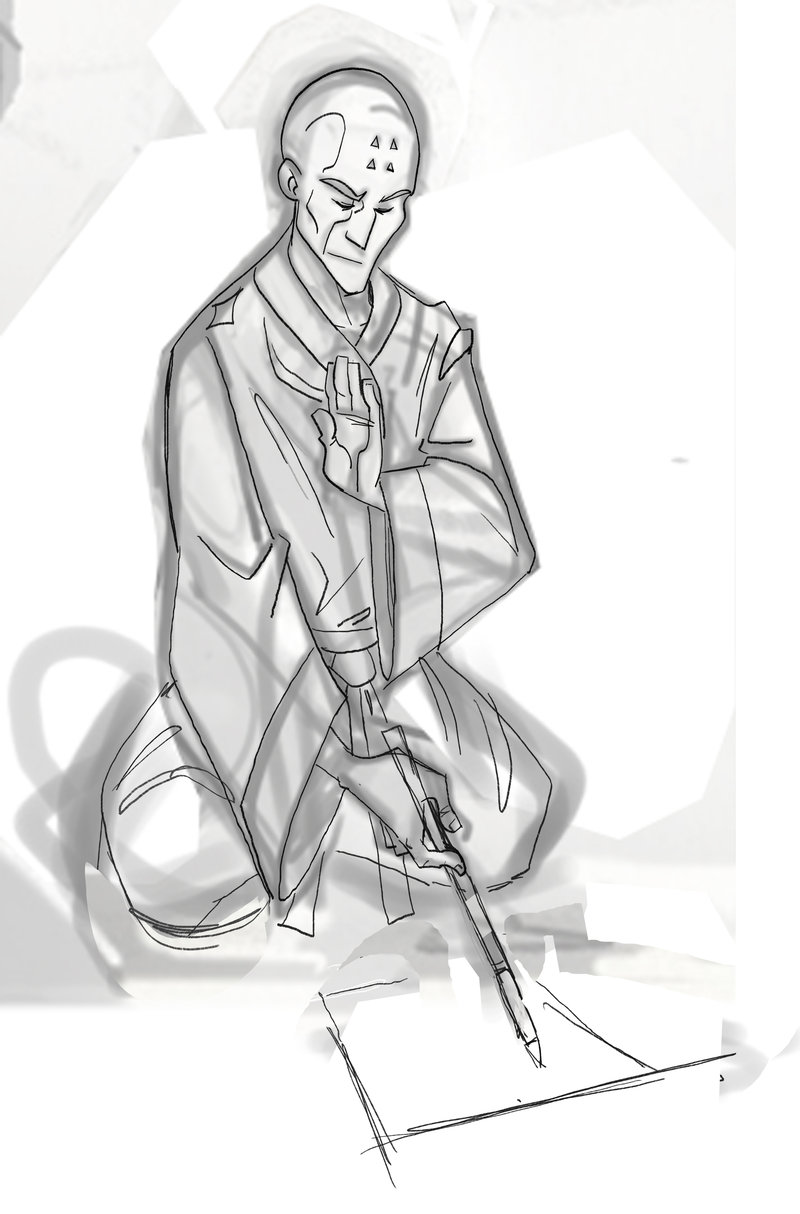 800x1214 Writing Monk Sketch By Gilmec - Monk Sketch