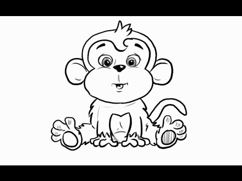 480x360 How To Draw A Cartoon Monkey For Kids Step By Step Yzarts - Monkey Cartoon Sketch