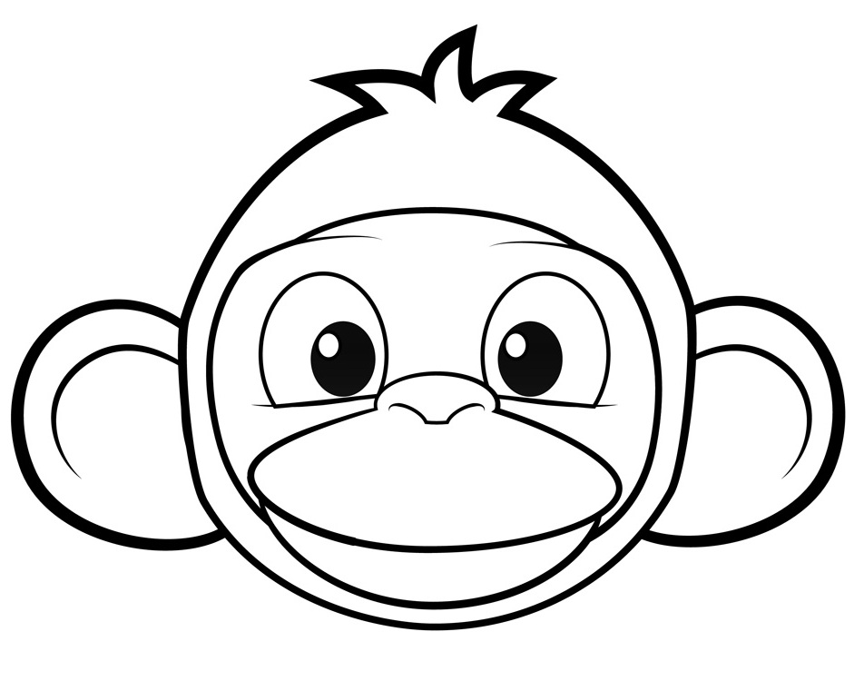 952x750 Monkey Cartoon Character Sketch - Monkey Face Sketch