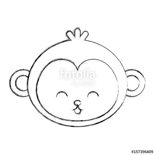 500x500 Cute Sketch Draw Monkey Face Cartoon Graphic Deisgn Stock Image - Monkey Face Sketch