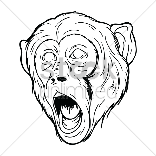 600x600 Free Monkey Face Vector Image - Monkey Face Sketch