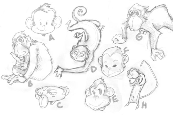 600x400 Monkey Sketches 1 By Wilsonwjr - Monkey Sketch