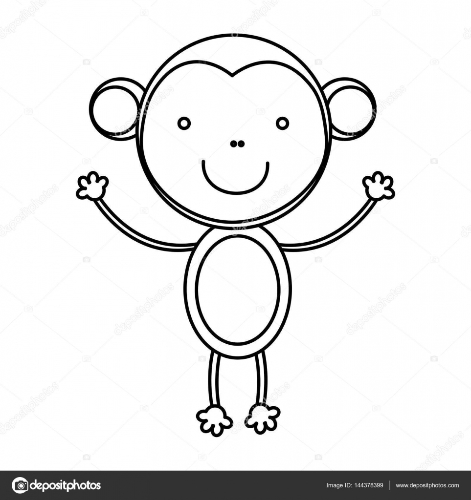 963x1024 Cute Monkey Sketches Sketch Silhouette Cute Monkey Animal Stock - Monkey Sketch