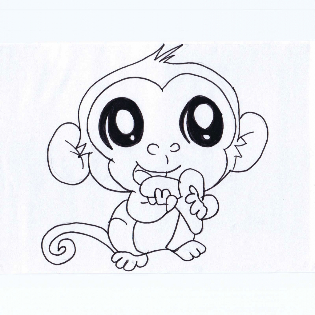 1023x1024 Easy Monkey Sketch Easy Monkey Drawing At Getdrawings Free For - Monkey Sketch Easy