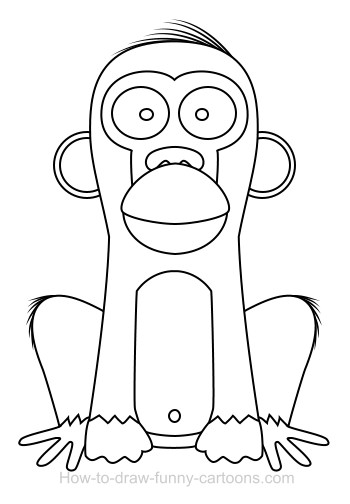 350x504 Drawing A Monkey Cartoon - Monkey Sketch Easy