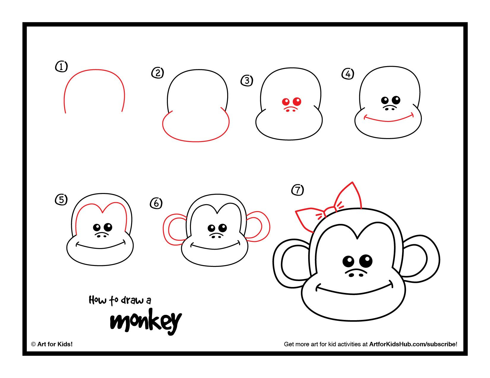 1650x1275 Easy Monkey Sketch How To Draw A Monkey - Monkey Sketch For Kids
