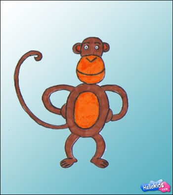 350x393 How To Draw Monkey - Monkey Sketch For Kids