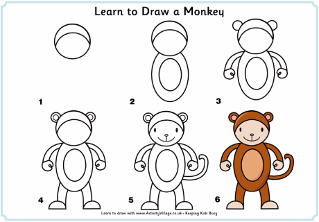 460x320 Photos Steps To Draw A Monkey, - Monkey Sketch For Kids