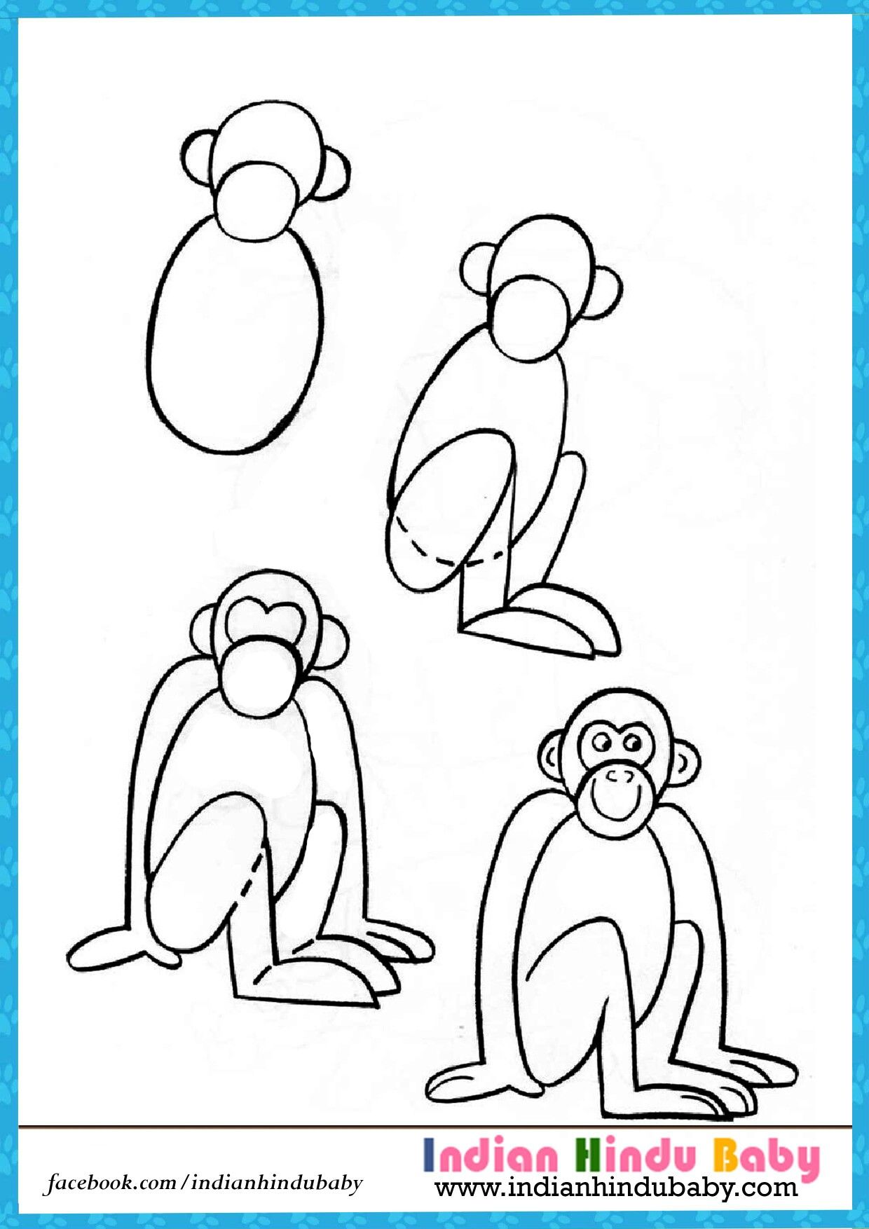 1240x1754 Pin By Indianhindubaby On Drawing Tips For Kids - Monkey Sketch For Kids
