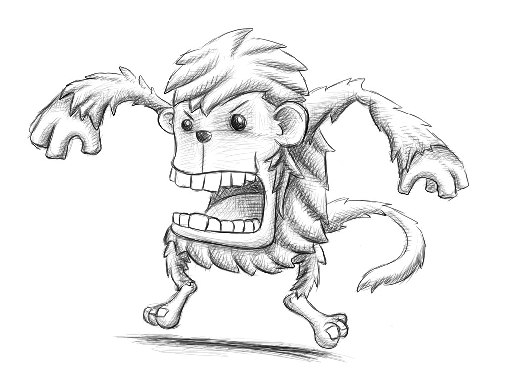 1024x768 Daily Sketch - Monkey Sketch Images