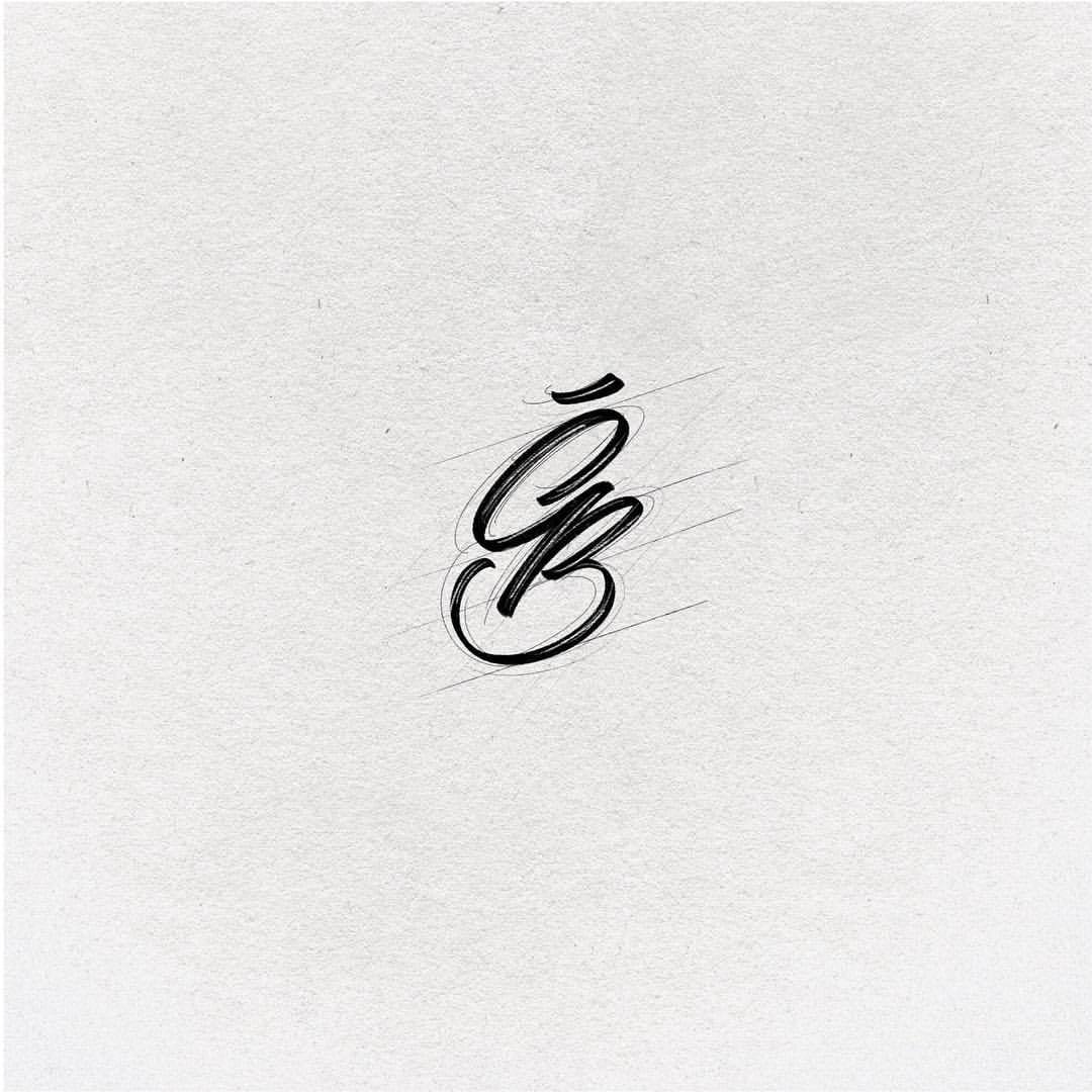 1080x1080 Gb. Sketch Calligraphy And Lettering Monogram. . - Monogram Sketch