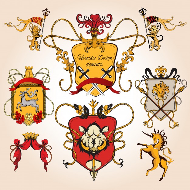 626x626 Heraldic Design Colored Elements Decorative Retro Monogram Sketch - Monogram Sketch