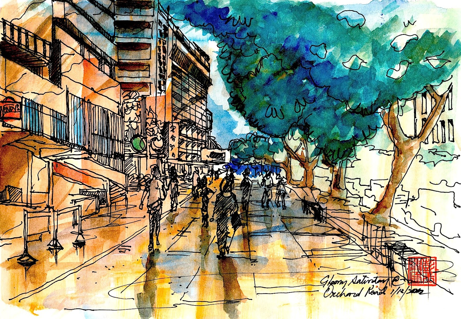 1600x1107 Musings Of A Citi Sketcha Orchard In The Monsoon. - Monsoon Sketches