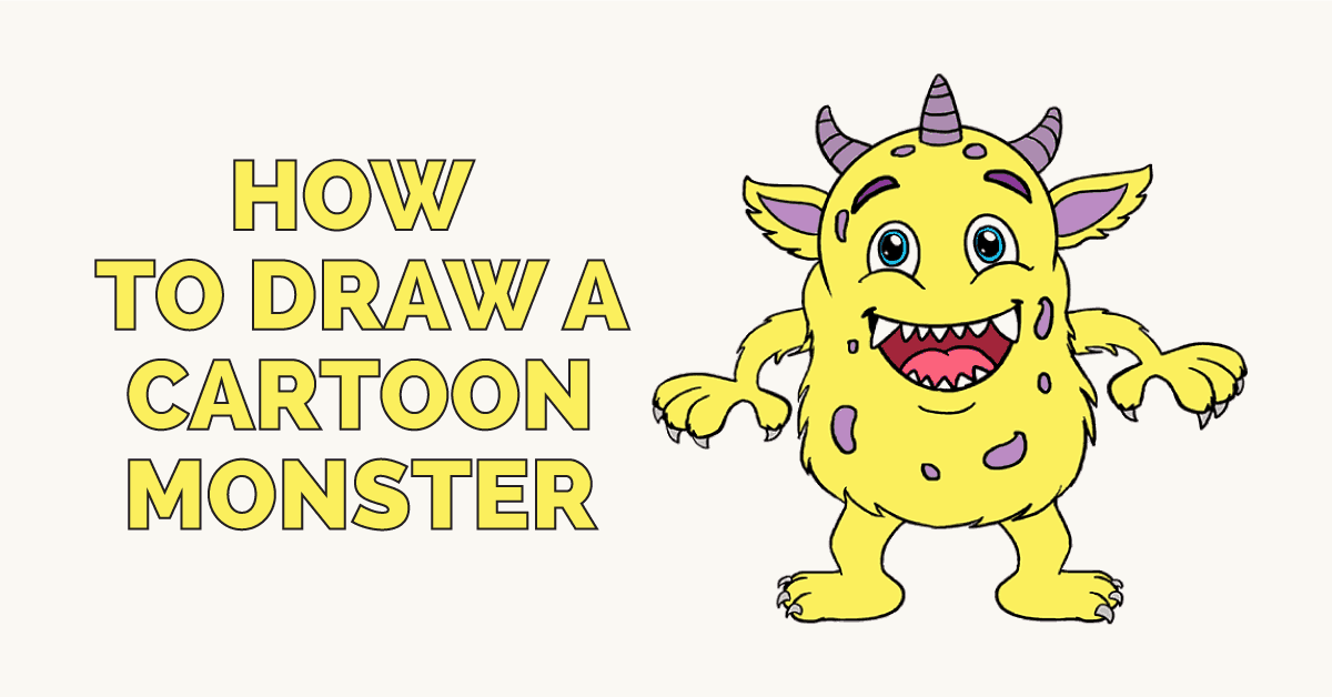 1200x628 How To Draw A Cartoon Monster In A Few Easy Steps Easy Drawing - Monster Cartoon Sketch