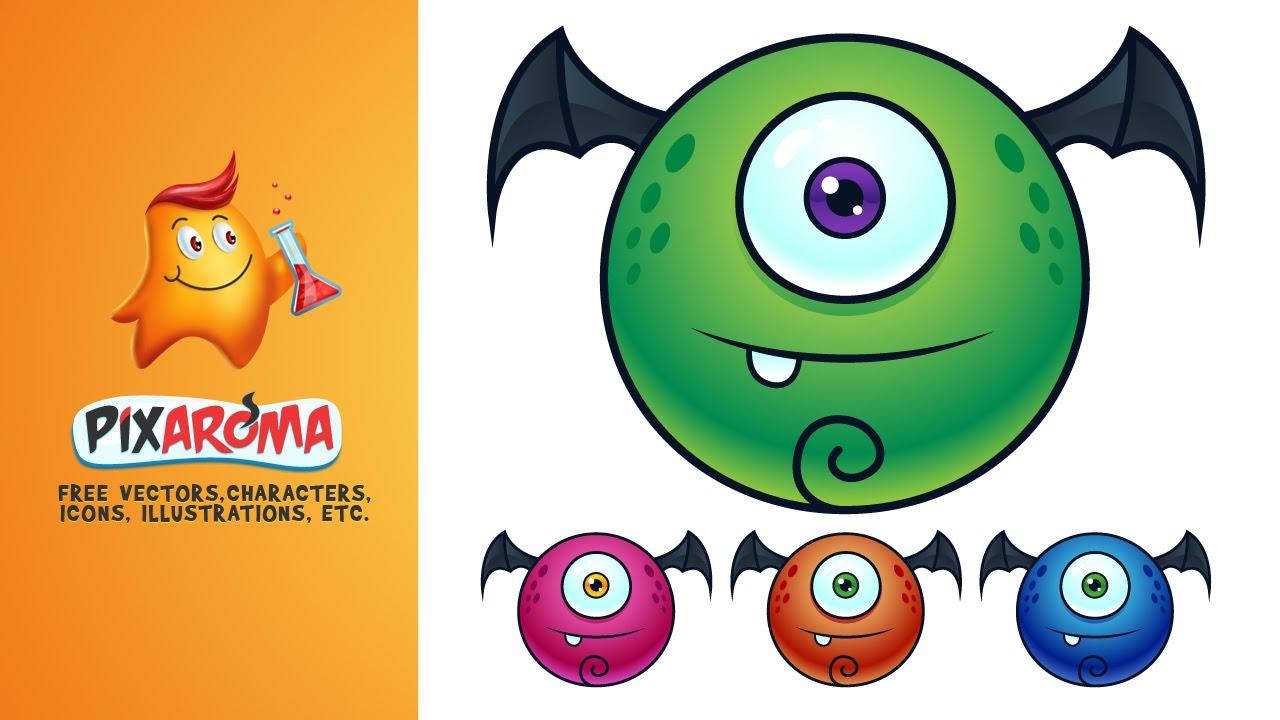 1280x720 Cartoon Monster From Sketch To Vector - Monster Cartoon Sketch
