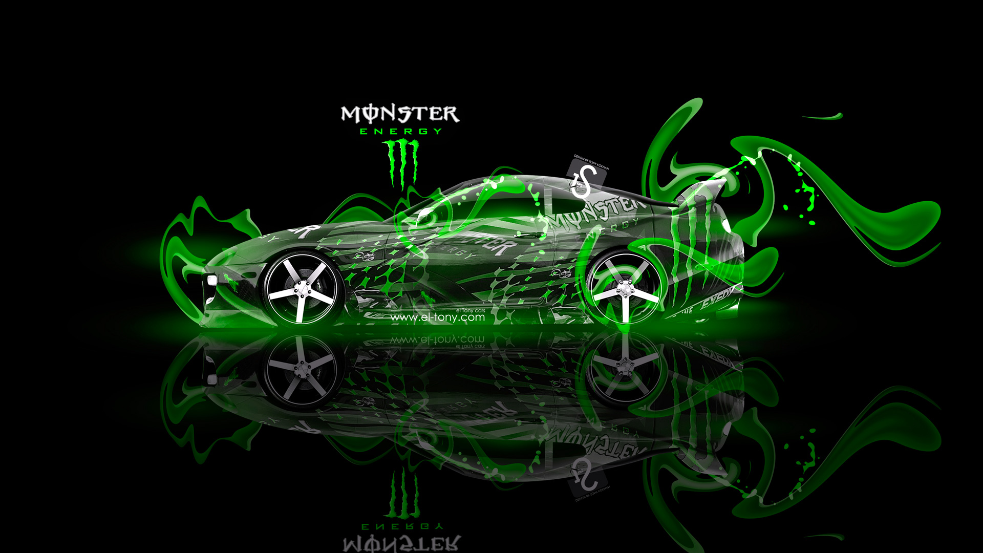 1920x1080 Monster Energy Toyota Supra Fantasy Green Plastic Car 2013 El Tony - Monster Energy Sketch