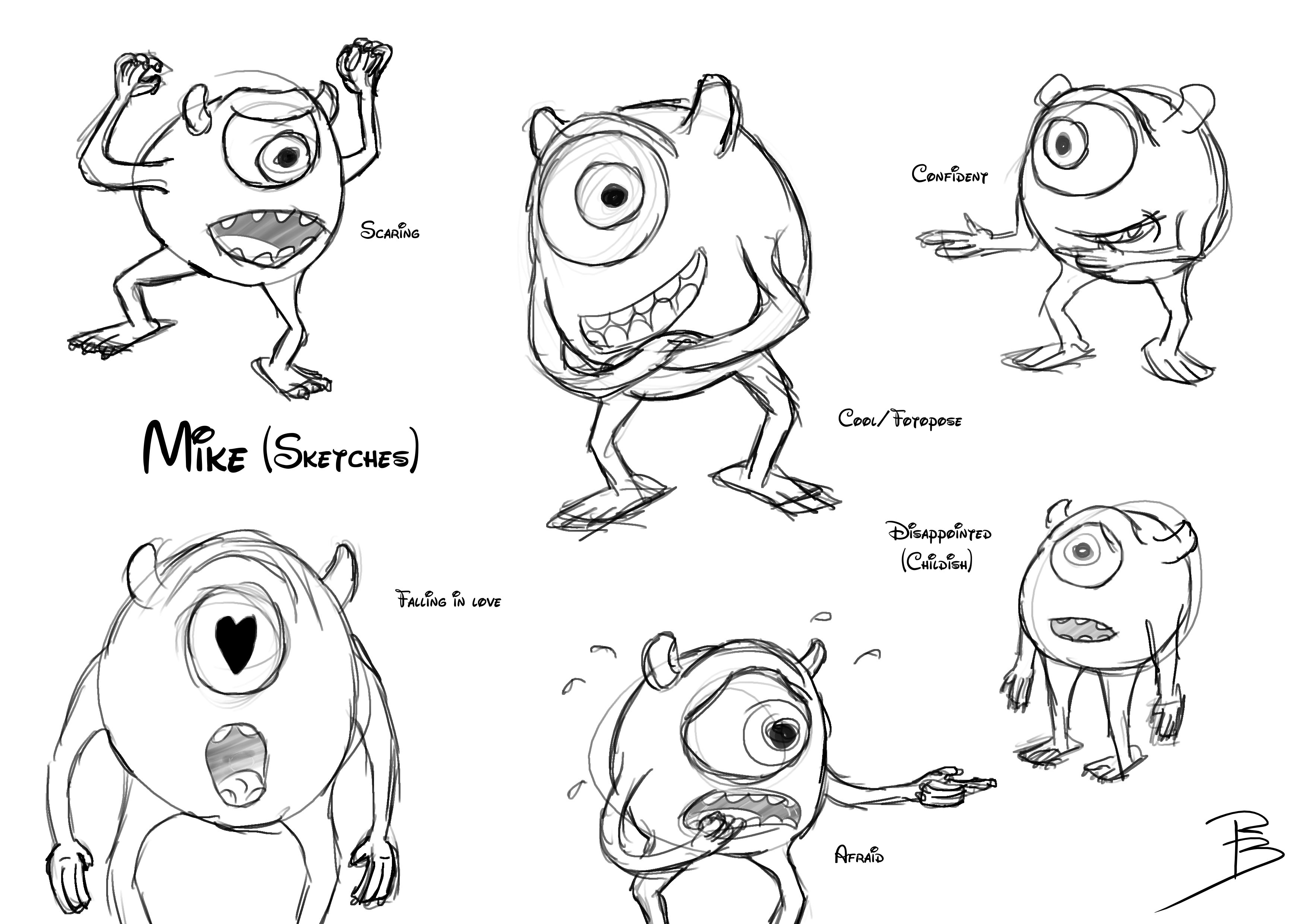 3508x2480 Mike Sketches Monster Inc. By Vdburg - Monster Inc Sketch