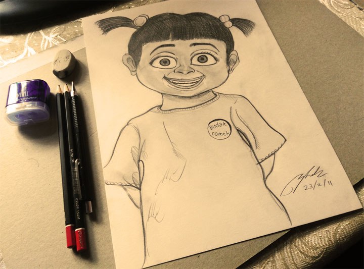720x533 Pencil Sketch Of Boo (Monster Inc) - Monster Inc Sketch