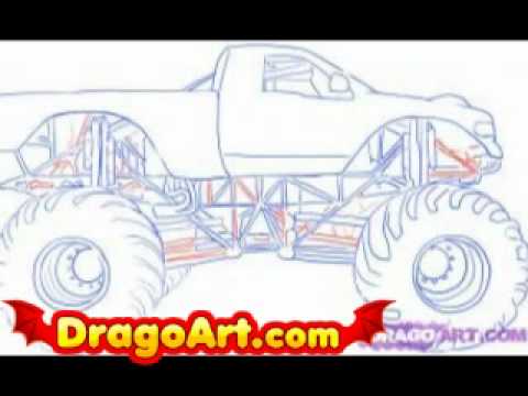 480x360 How To Draw A Monster Truck, Step By Step - Monster Truck Sketch