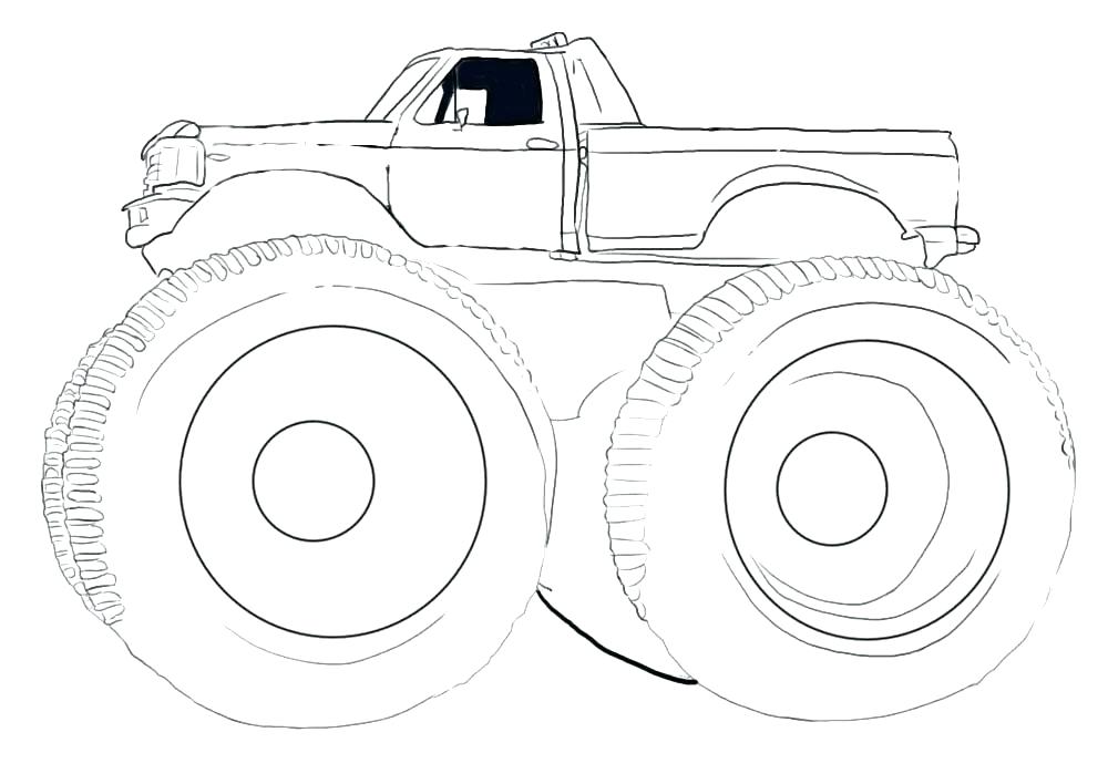 1000x708 Monster Jam Coloring Pages Fire Truck Printable Sketch Free Co - Monster Truck Sketch
