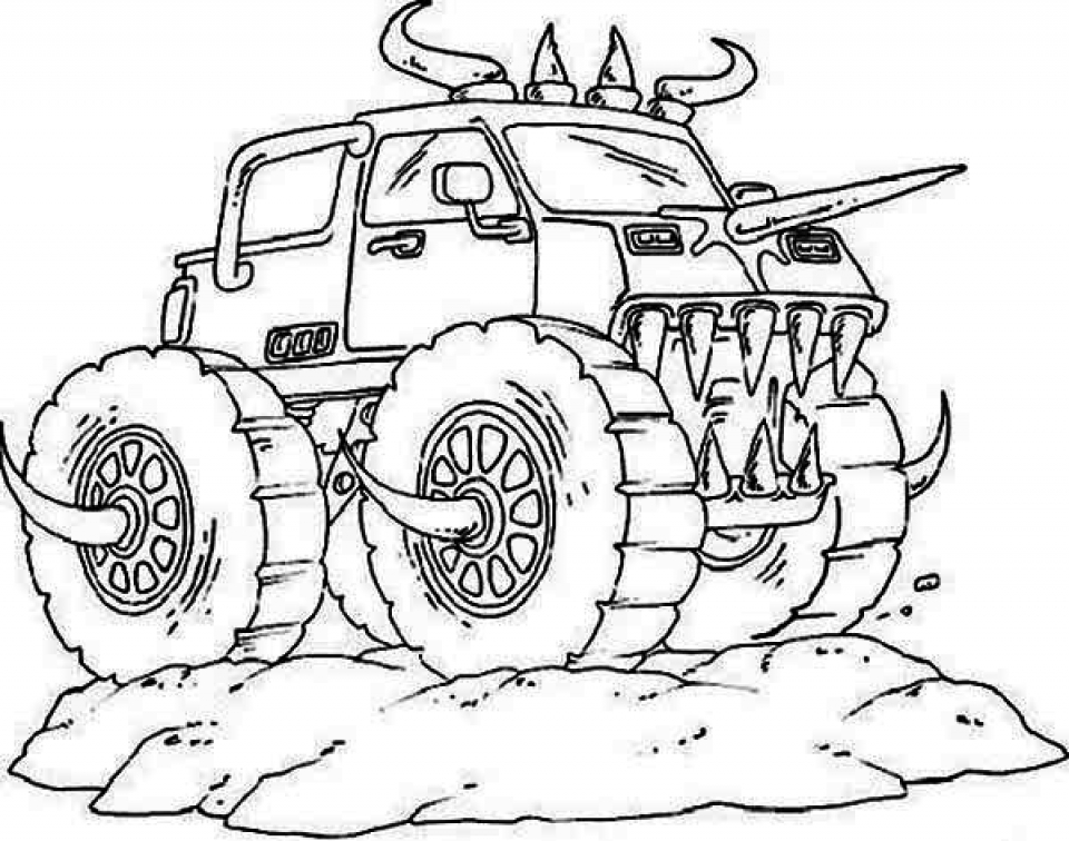 960x756 Monster Truck Coloring Pages - Monster Truck Sketch